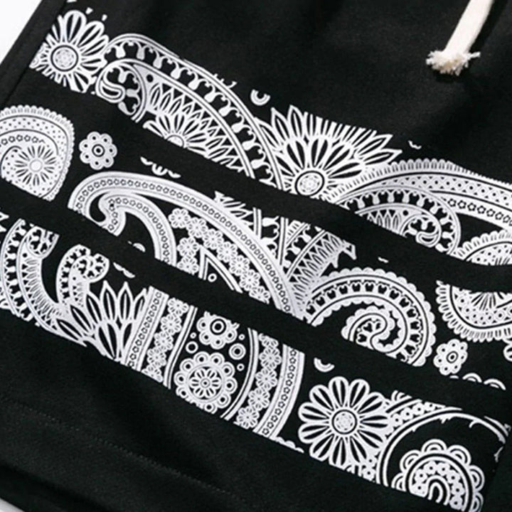 TALISHKO - Totem Printing Drawstring Shorts - streetwear fashion, outfit ideas - talishko.com