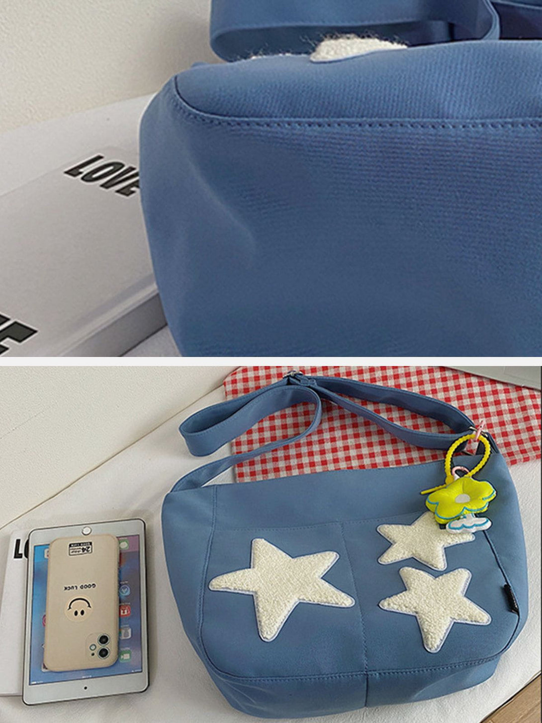 TALISHKO - Towel Embroidery Star Shoulder Bag - streetwear fashion, outfit ideas - talishko.com