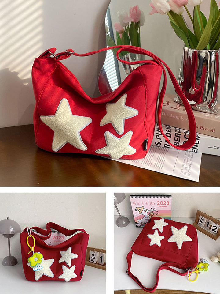 TALISHKO - Towel Embroidery Star Shoulder Bag - streetwear fashion, outfit ideas - talishko.com