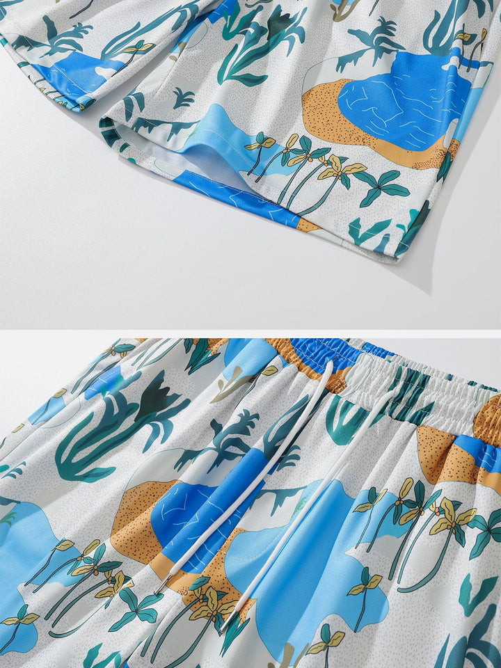TALISHKO - Trees Pond Print Shorts - streetwear fashion, outfit ideas - talishko.com