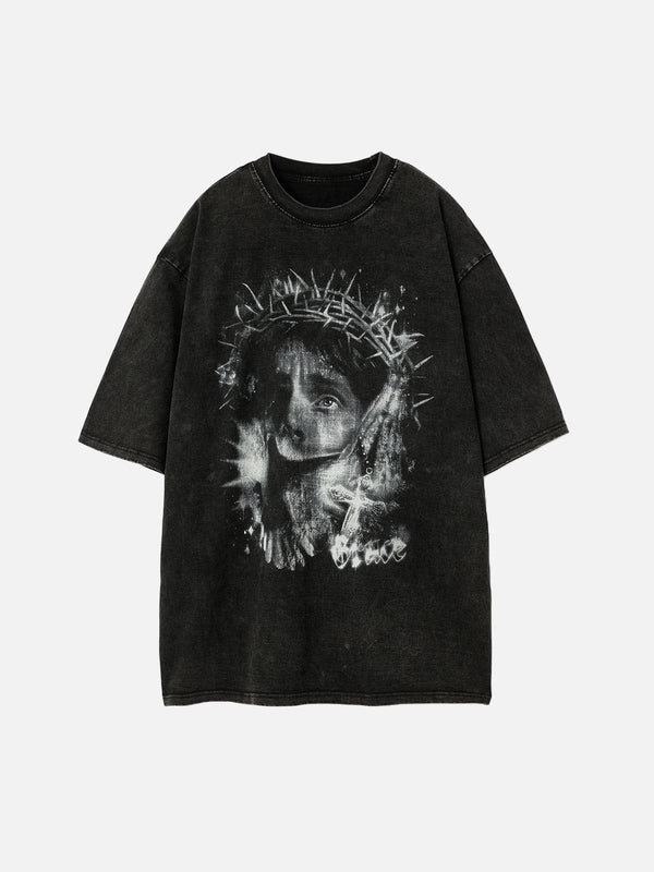 TALISHKO - Vintage Jesus Print Tee - streetwear fashion, outfit ideas - talishko.com