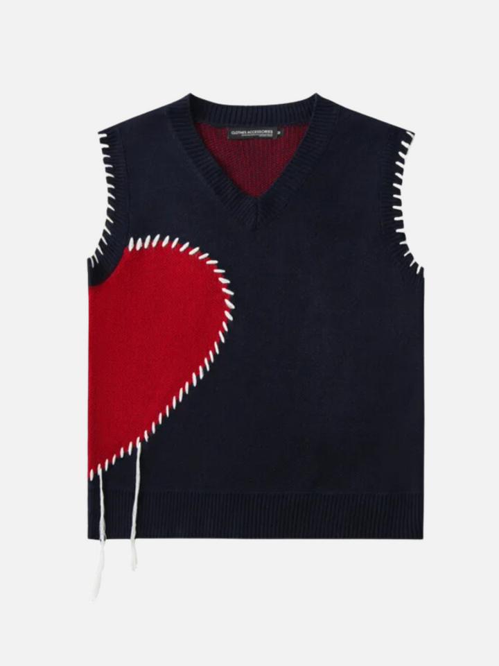 TALISHKO - Vintage Peach Heart Pattern Sweater Vest - streetwear fashion, outfit ideas - talishko.com
