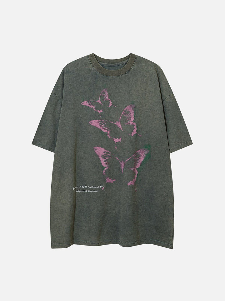 TALISHKO - Washed Butterfly Graphic Tee - streetwear fashion, outfit ideas - talishko.com