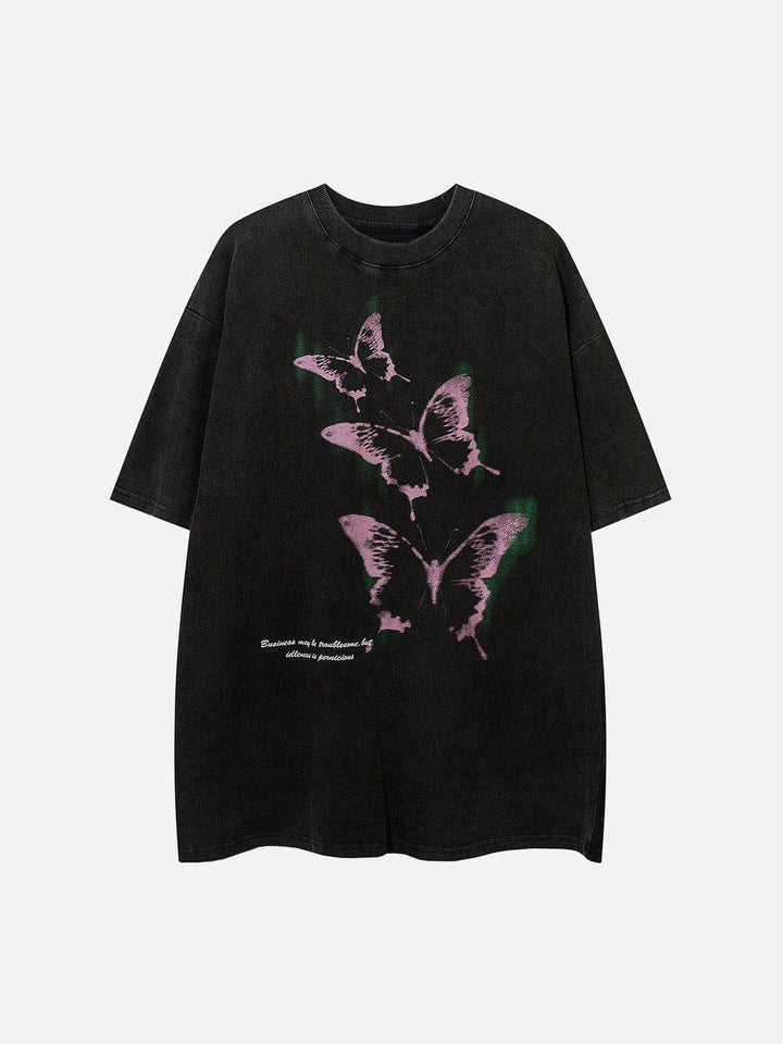 TALISHKO - Washed Butterfly Graphic Tee - streetwear fashion, outfit ideas - talishko.com