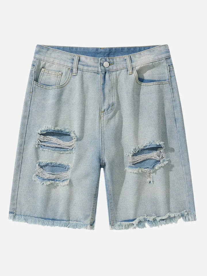 TALISHKO - Washed Hole Denim Shorts - streetwear fashion, outfit ideas - talishko.com