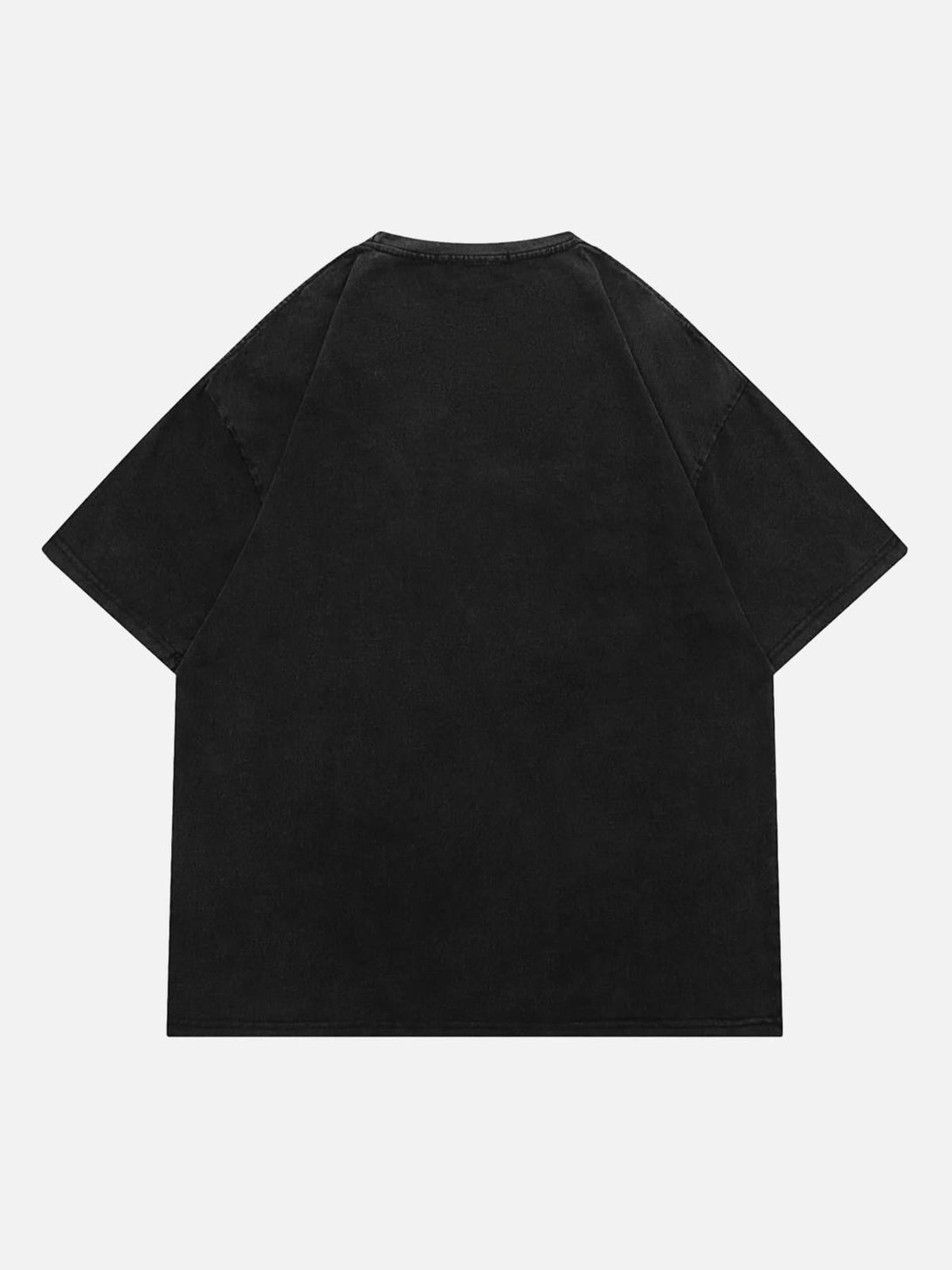 Back view of a black T-shirt by TALISHKO, showcasing minimalist design and relaxed fit.