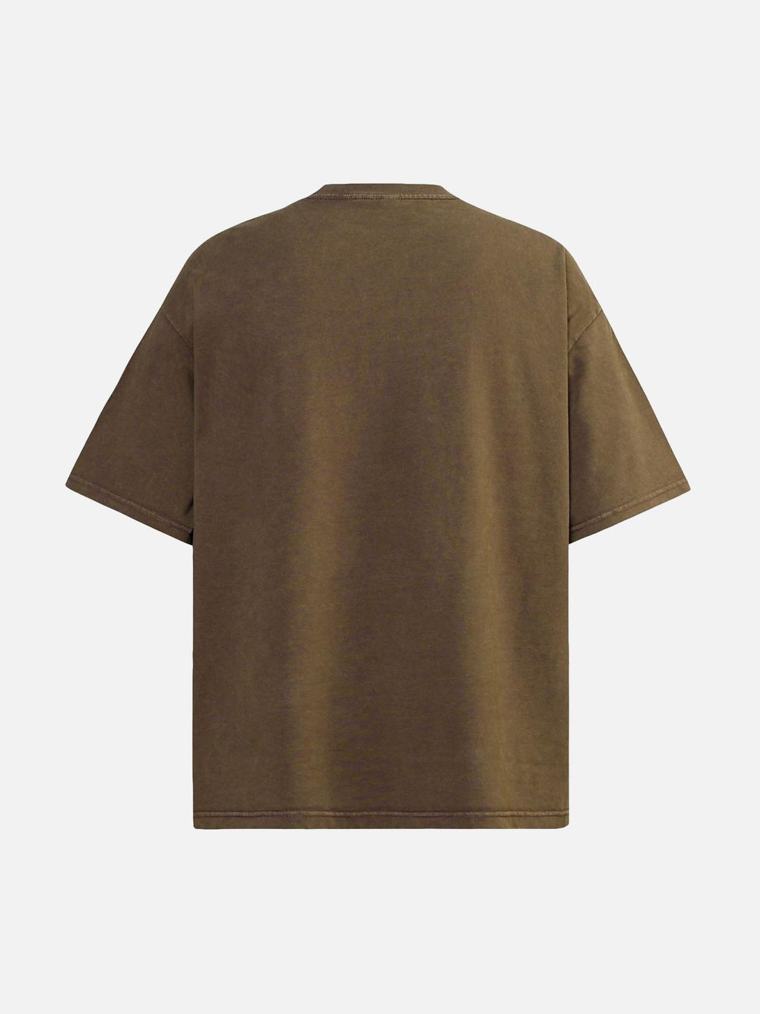 Back view of TALISHKO brown hip hop T-shirt, highlighting its casual, relaxed style.