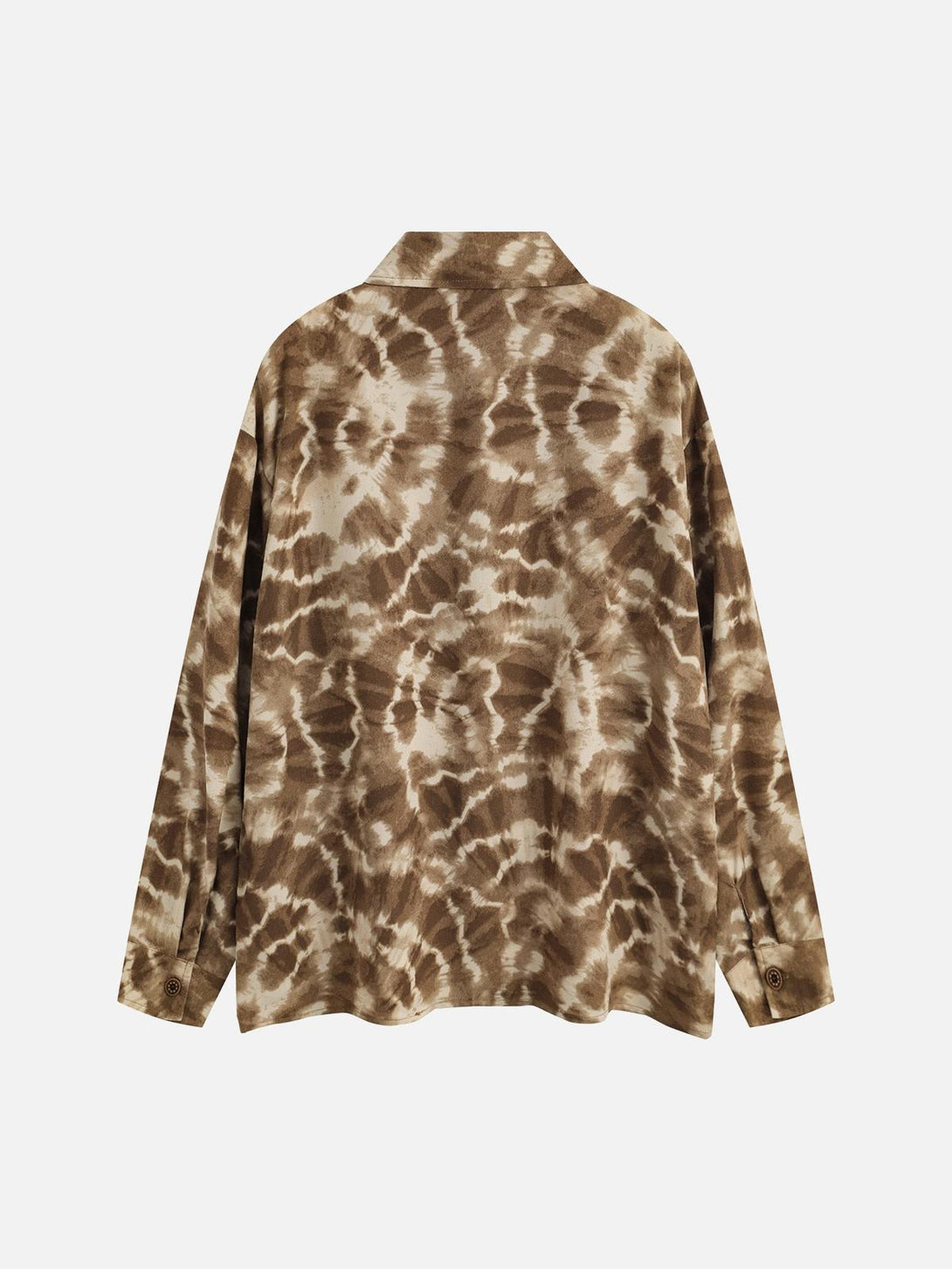 Back view of a TALISHKO tie-dye pattern shirt, showcasing its unique design and style.