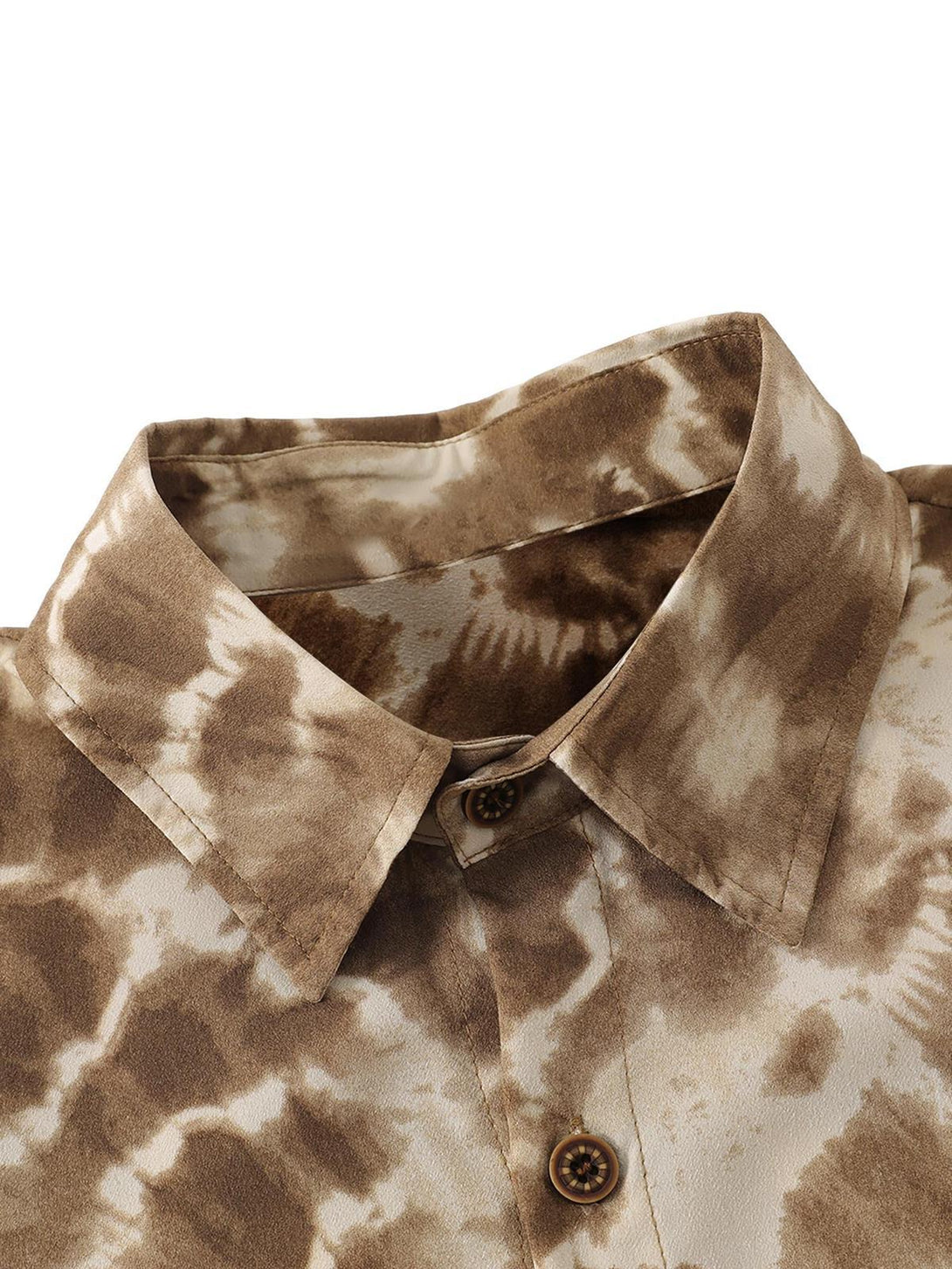 A detailed view of the TALISHKO shirt's tie-dye pattern, highlighting its retro style.