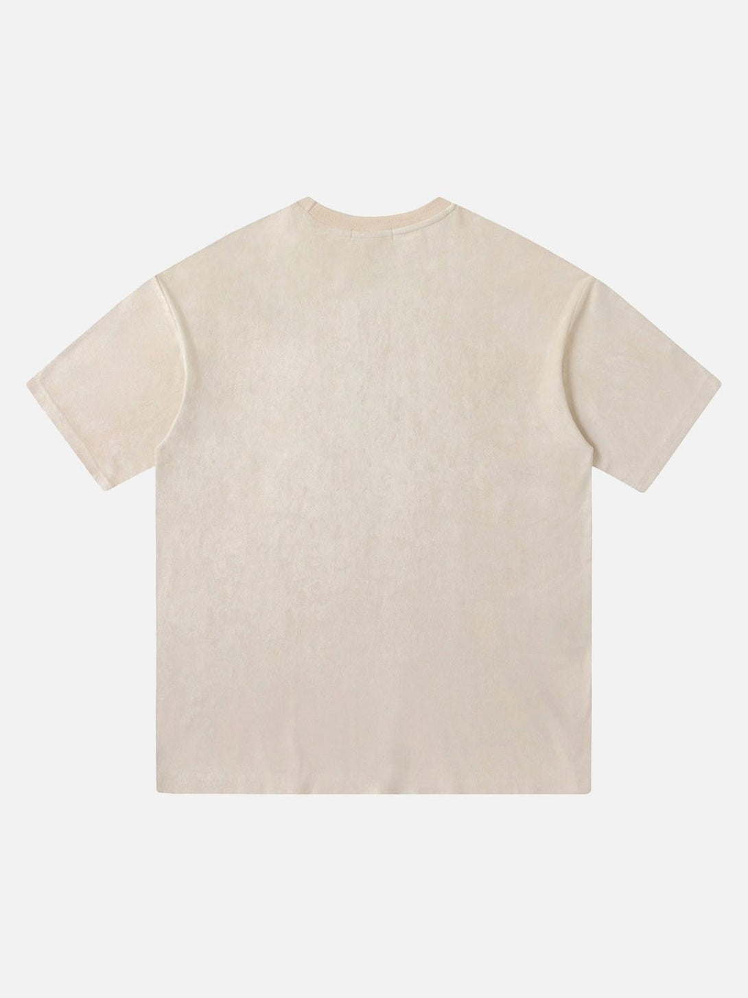 Back view of a beige T-shirt by TALISHKO, offering a minimalist design for laid-back style.