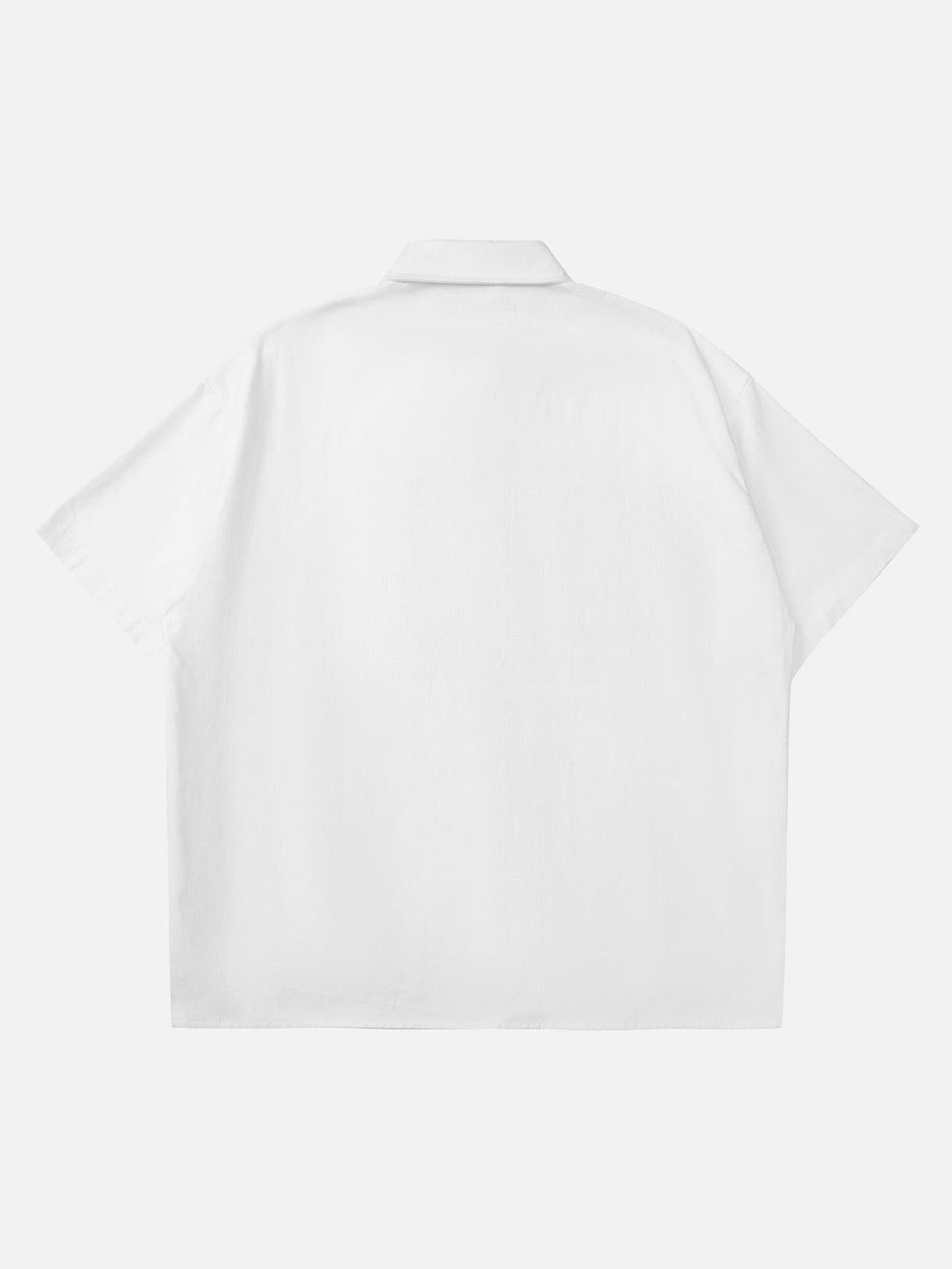 Back view of a white TALISHKO shirt showcasing its classic design and relaxed fit.