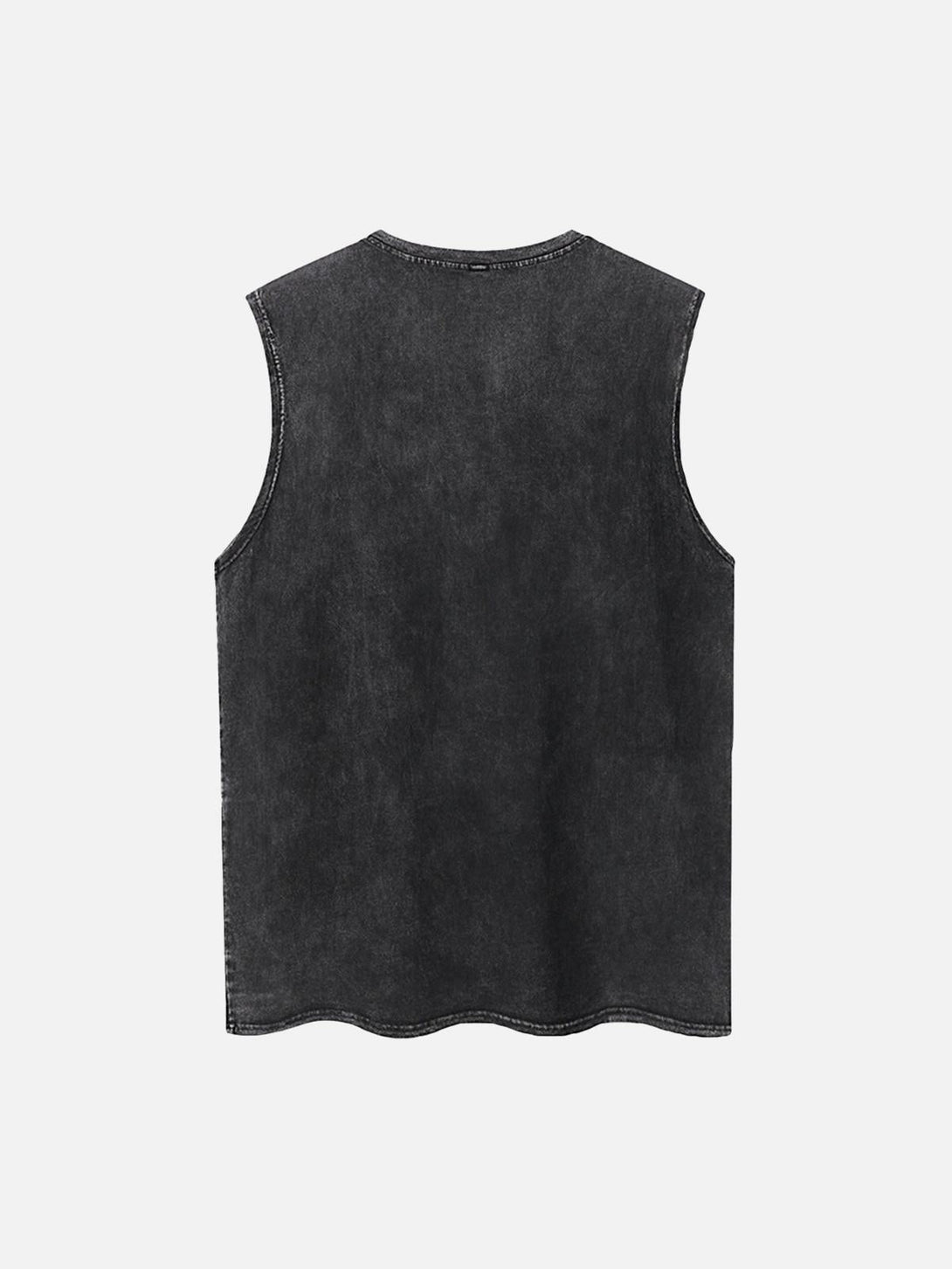 Back view of a black vest by TALISHKO, showcasing its casual, relaxed fit.
