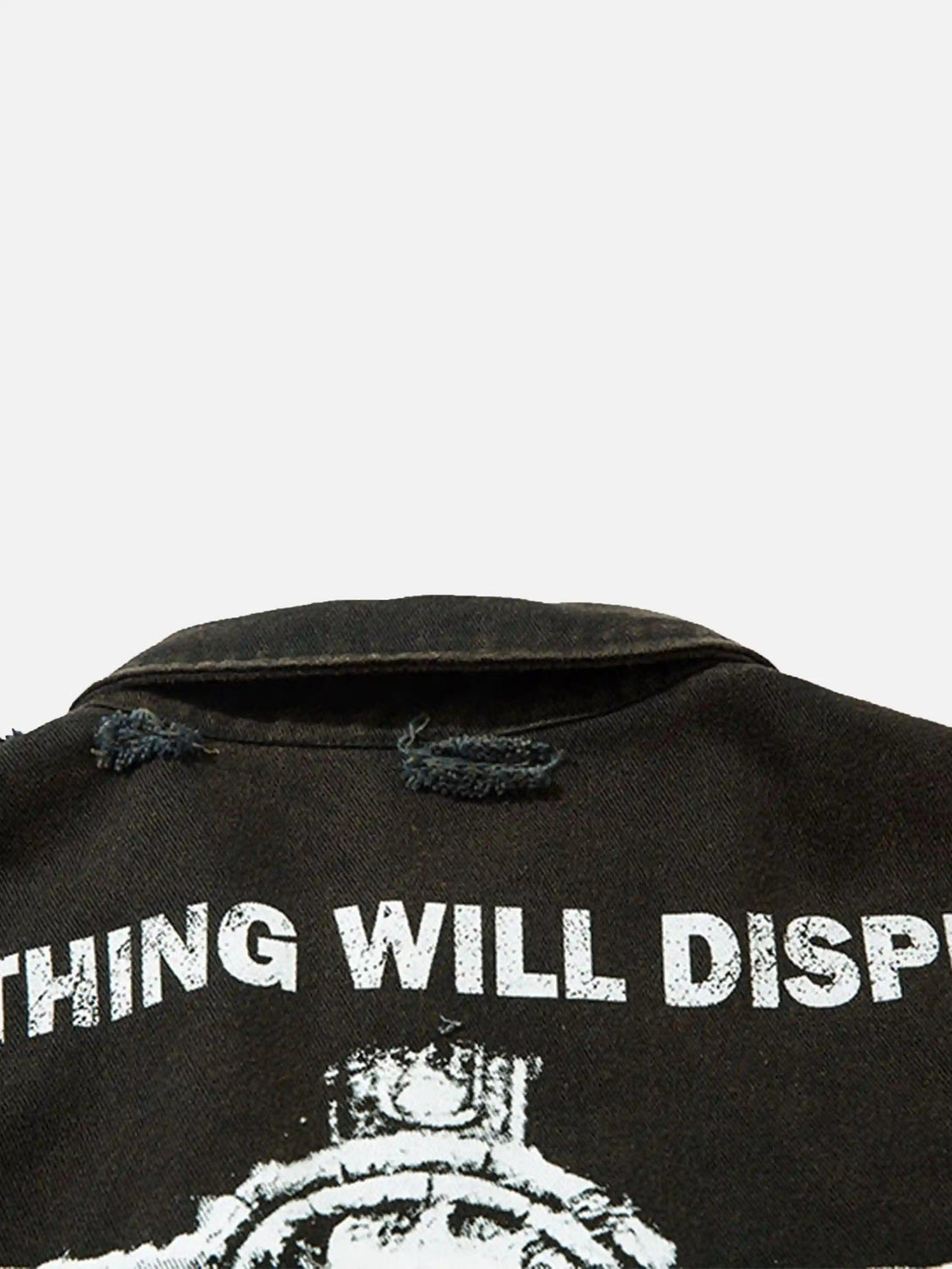 TALISHKO's long sleeve shirt with raw edges features bold typography on the back for a unique look.