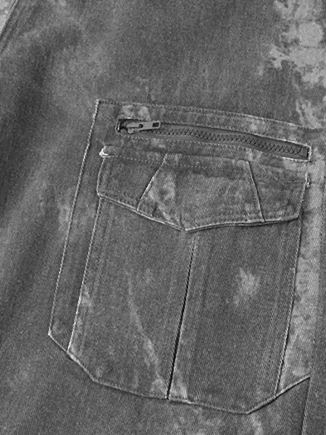 Detailed fabric and stitching on a TALISHKO overall pocket, showcasing retro style.