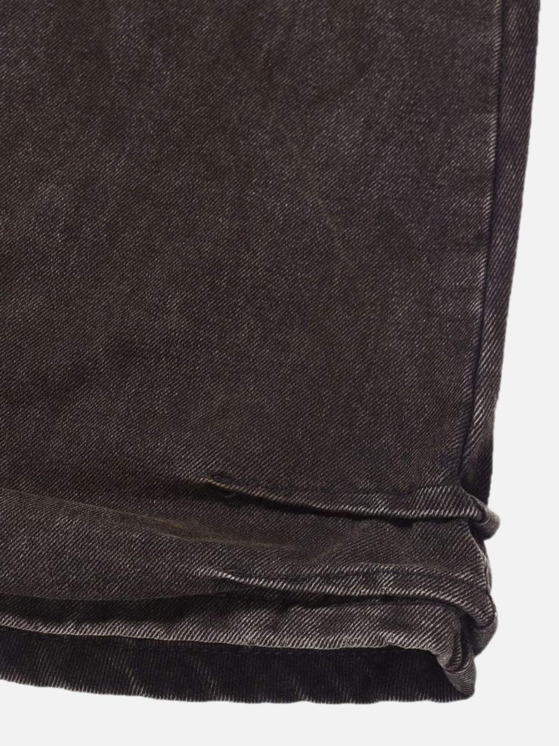 Detailed fabric and stitching of TALISHKO jeans, showcasing rugged industrial texture.