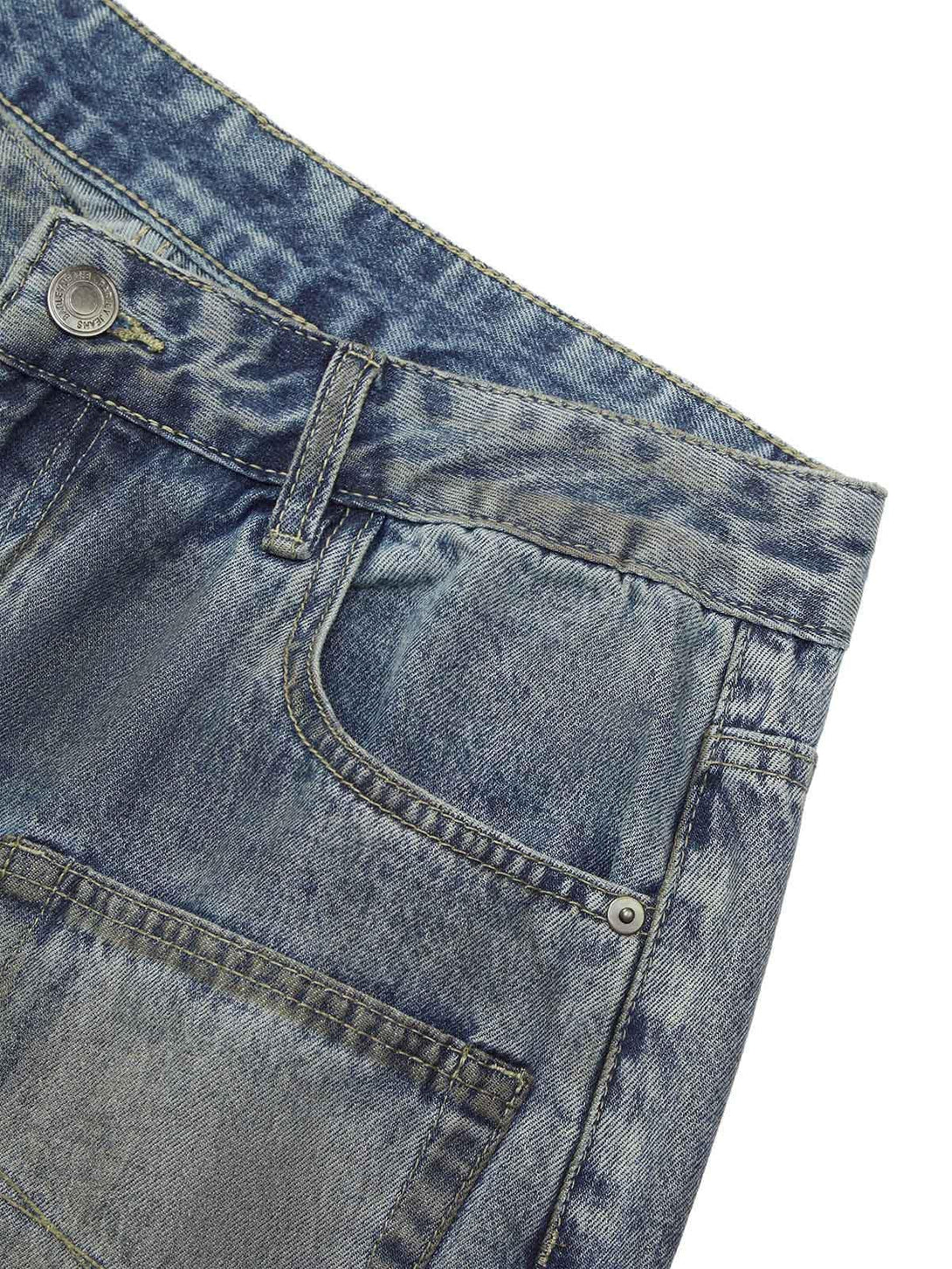 Intricate look at TALISHKO washed distressed shorts, capturing authentic street style details.