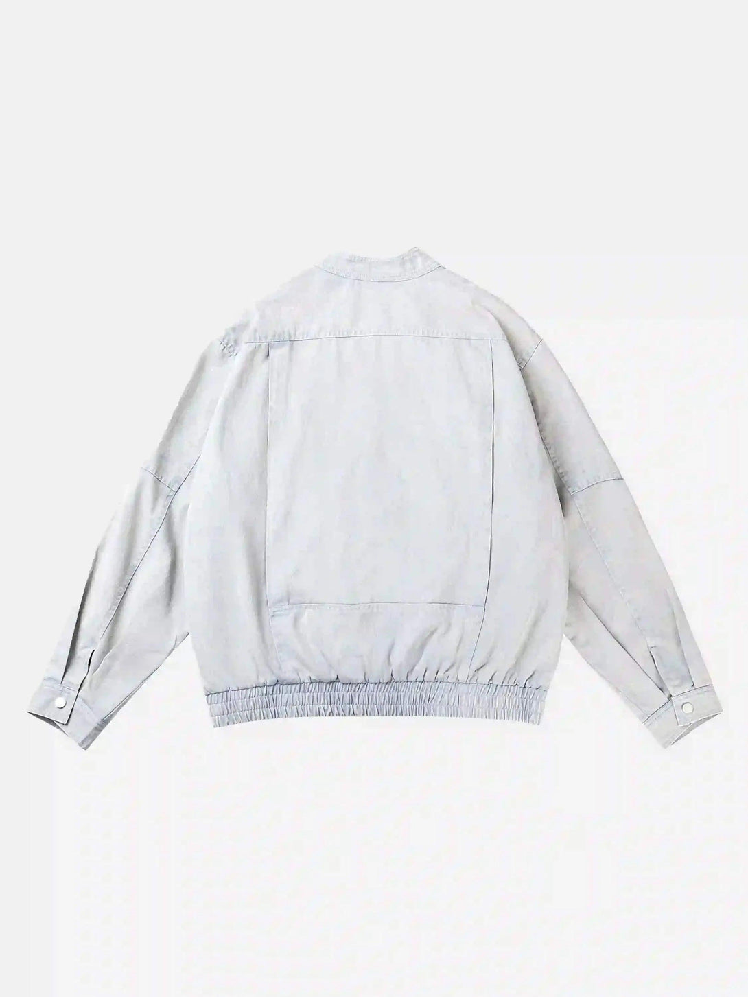 Back view of the washed faded short jacket by TALISHKO, showcasing a relaxed fit.