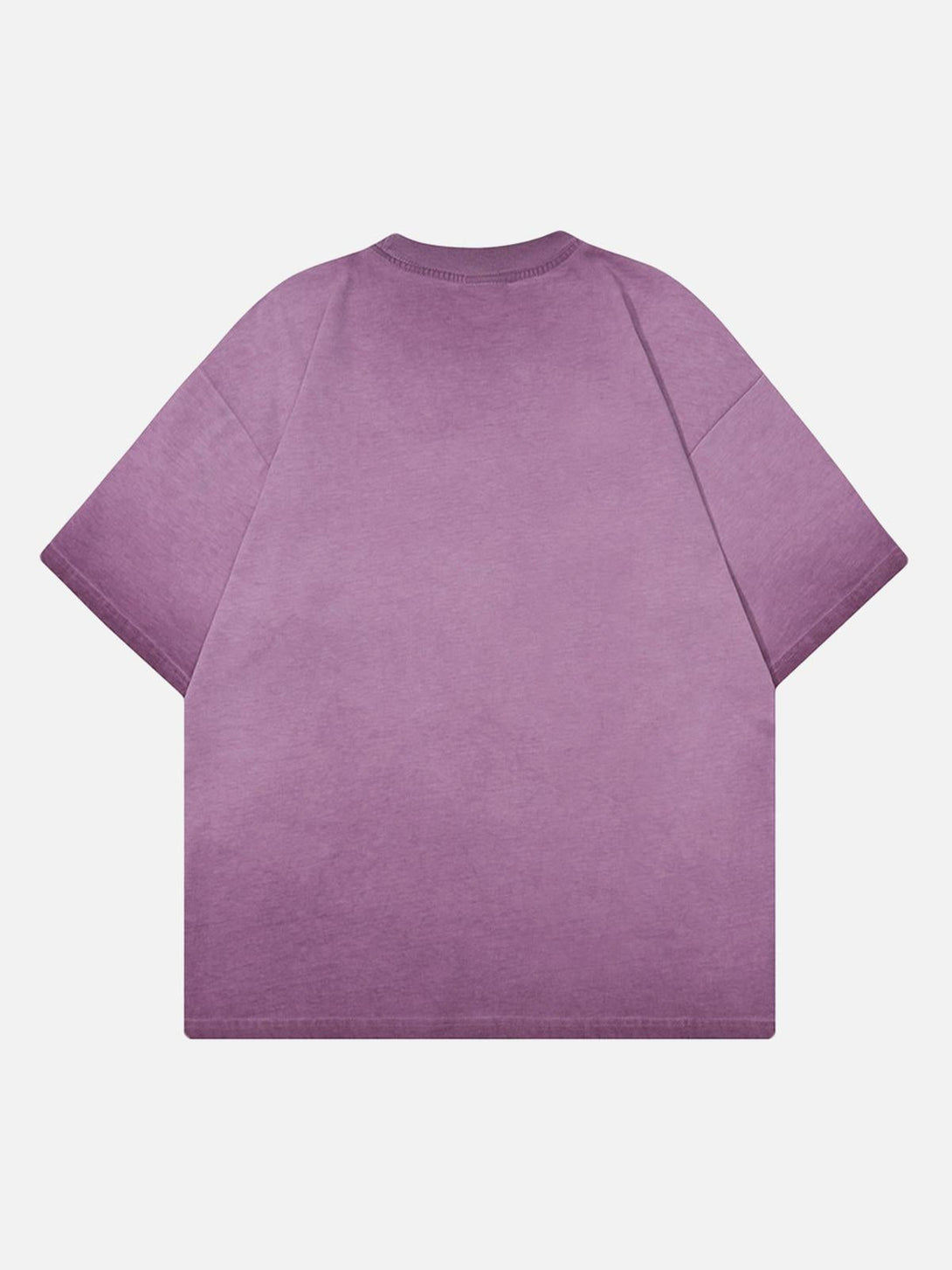 Back view of a purple T-shirt with a relaxed fit, designed by TALISHKO.
