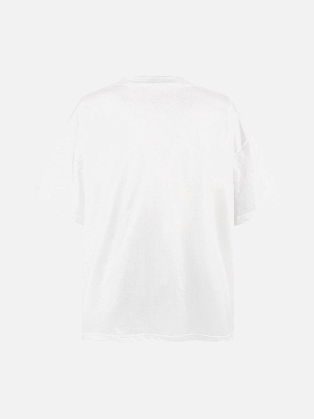 Back view of a white oversized T-shirt by TALISHKO, perfect for casual summer wear.