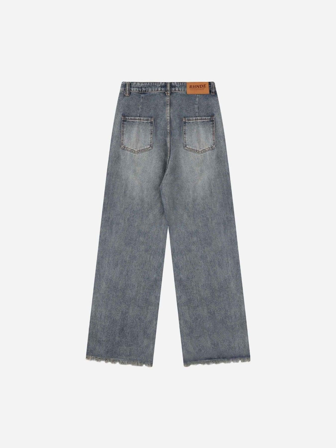 Back view of TALISHKO jeans featuring butterfly embroidery, showcasing a trendy, relaxed fit.