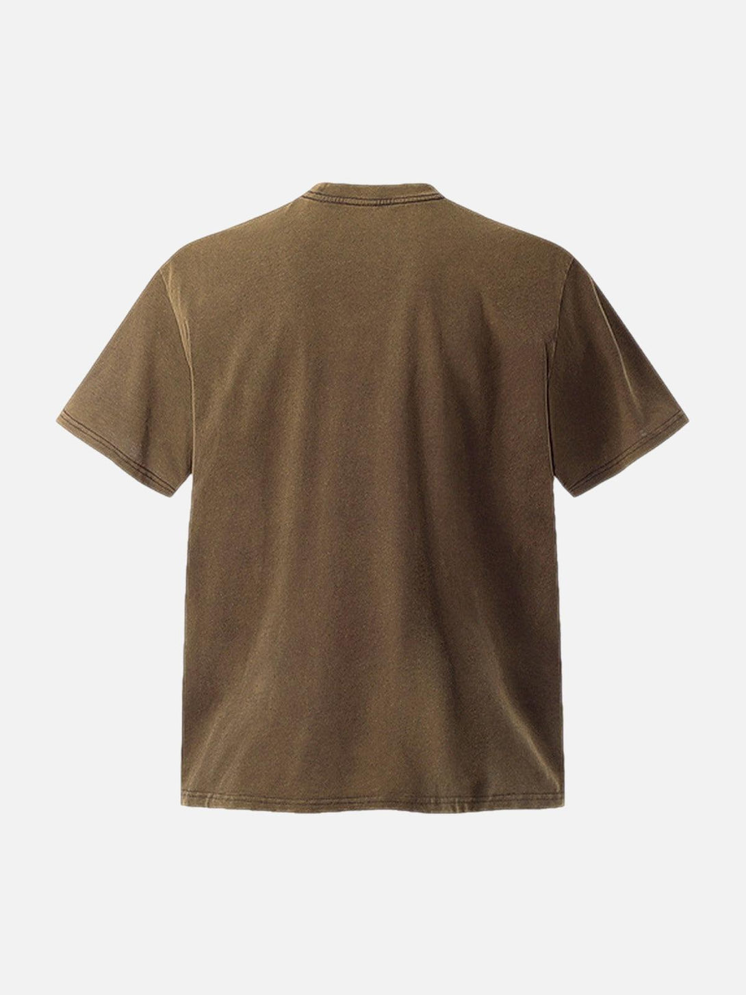 Back view of brown TALISHKO T-shirt showcasing simple design and comfortable fit.