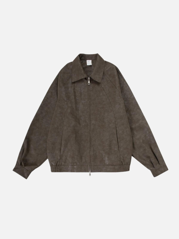 TALISHKO faux leather jacket with a front zip, showcasing a classic and versatile design.