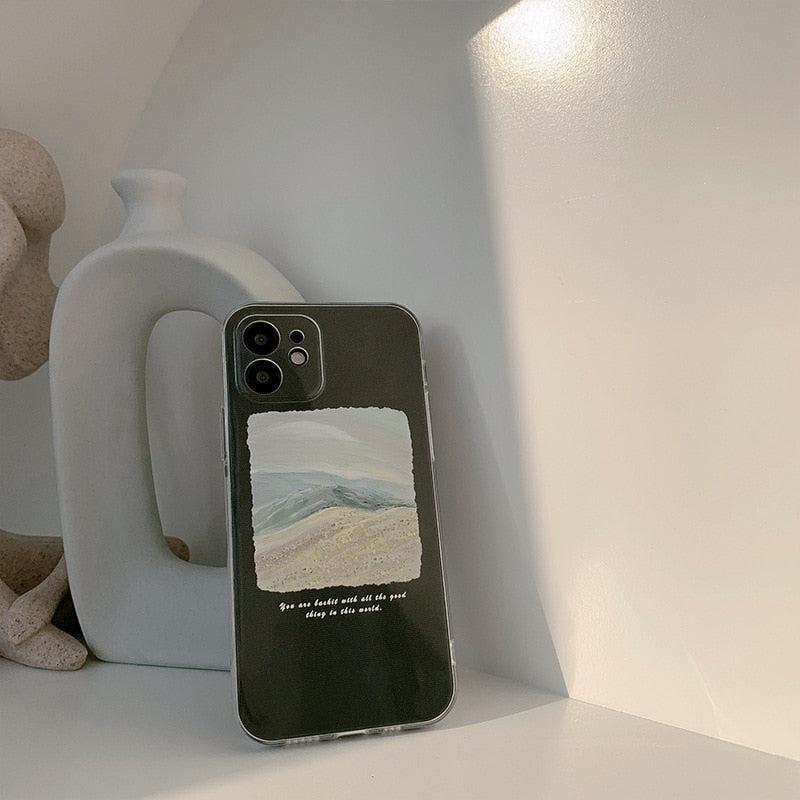 A tranquil beach scene graces the TALISHKO iPhone case, beautifully captured from the back.