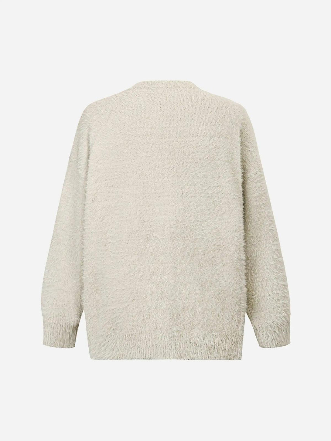 Back view of a cozy sweater by TALISHKO, highlighting its soft texture and relaxed fit.