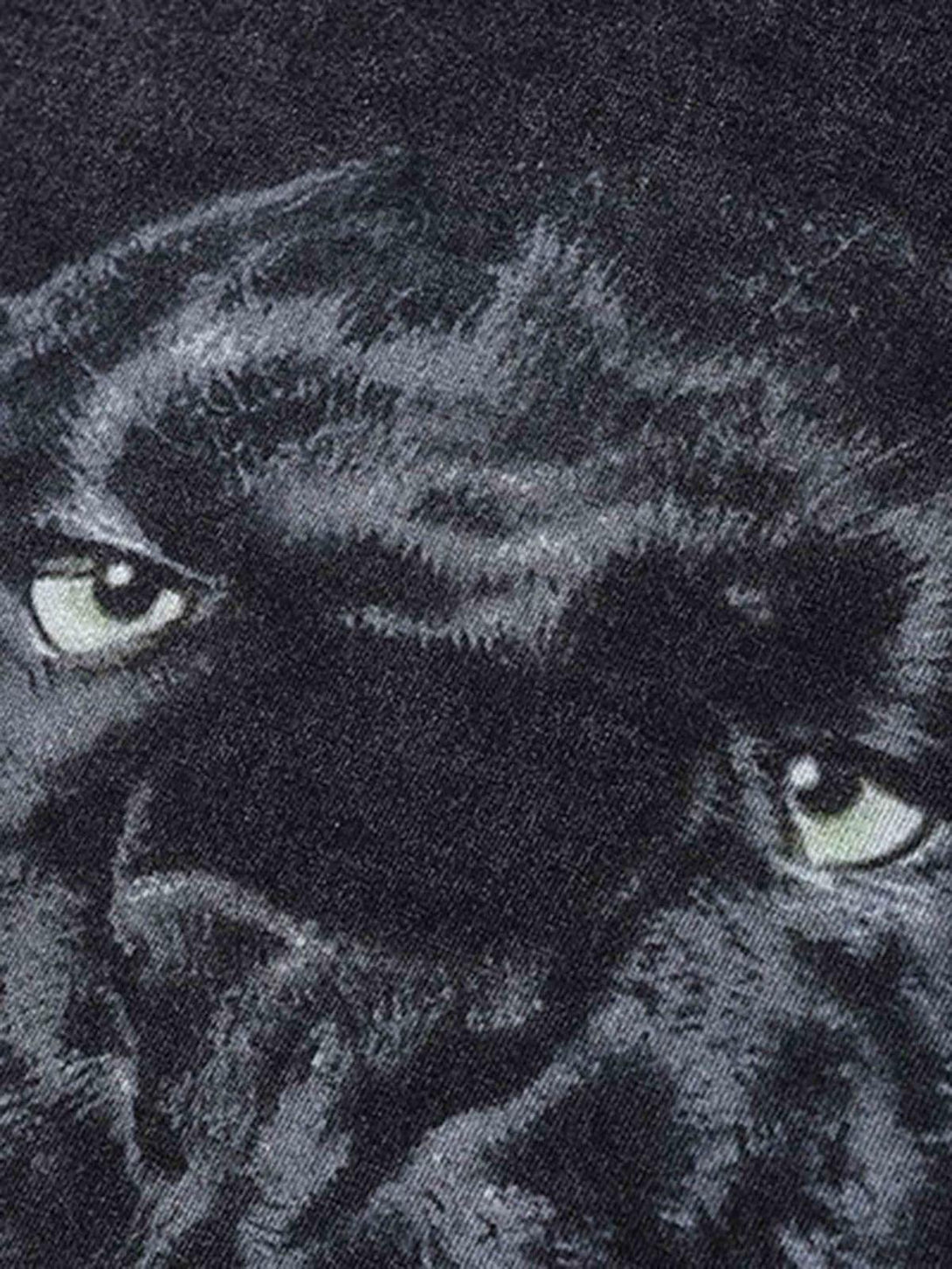 Zoomed-in texture of TALISHKO T-shirt, highlighting the fierce panther design for bold style.