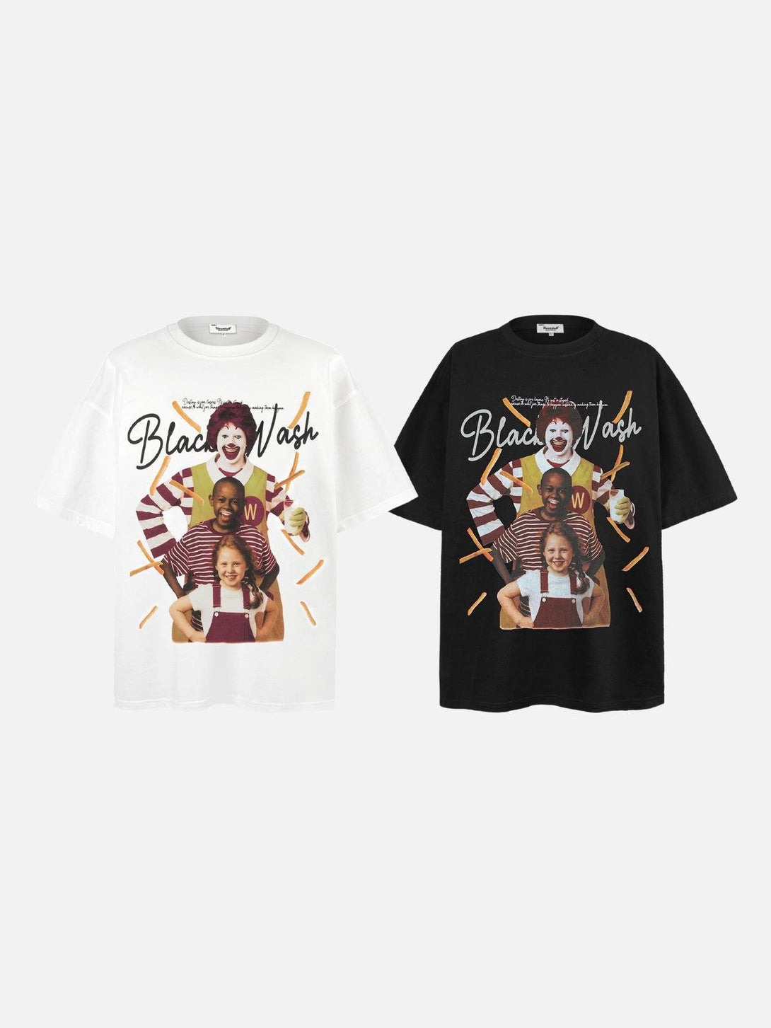 TALISHKO's tee featuring a playful cultural mashup design, available in white and black.