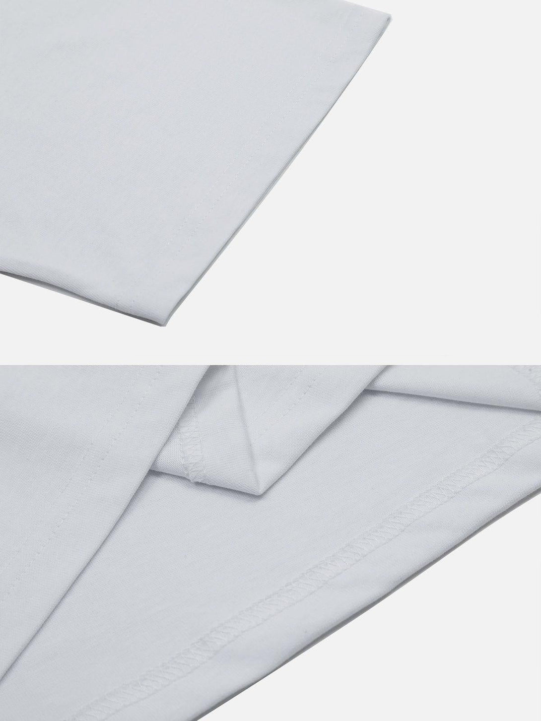 Detailed stitching and fabric texture of TALISHKO's tulip print tee, highlighting quality craftsmanship.