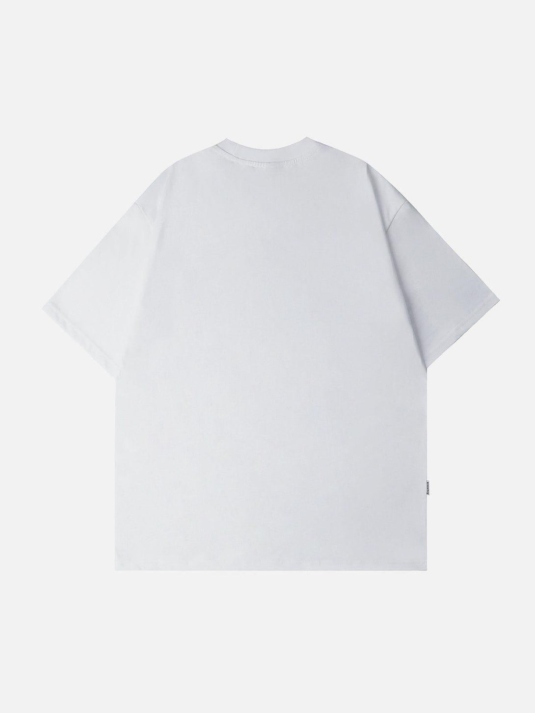 Back view of a white tee by TALISHKO, featuring a minimalist silhouette for casual style.