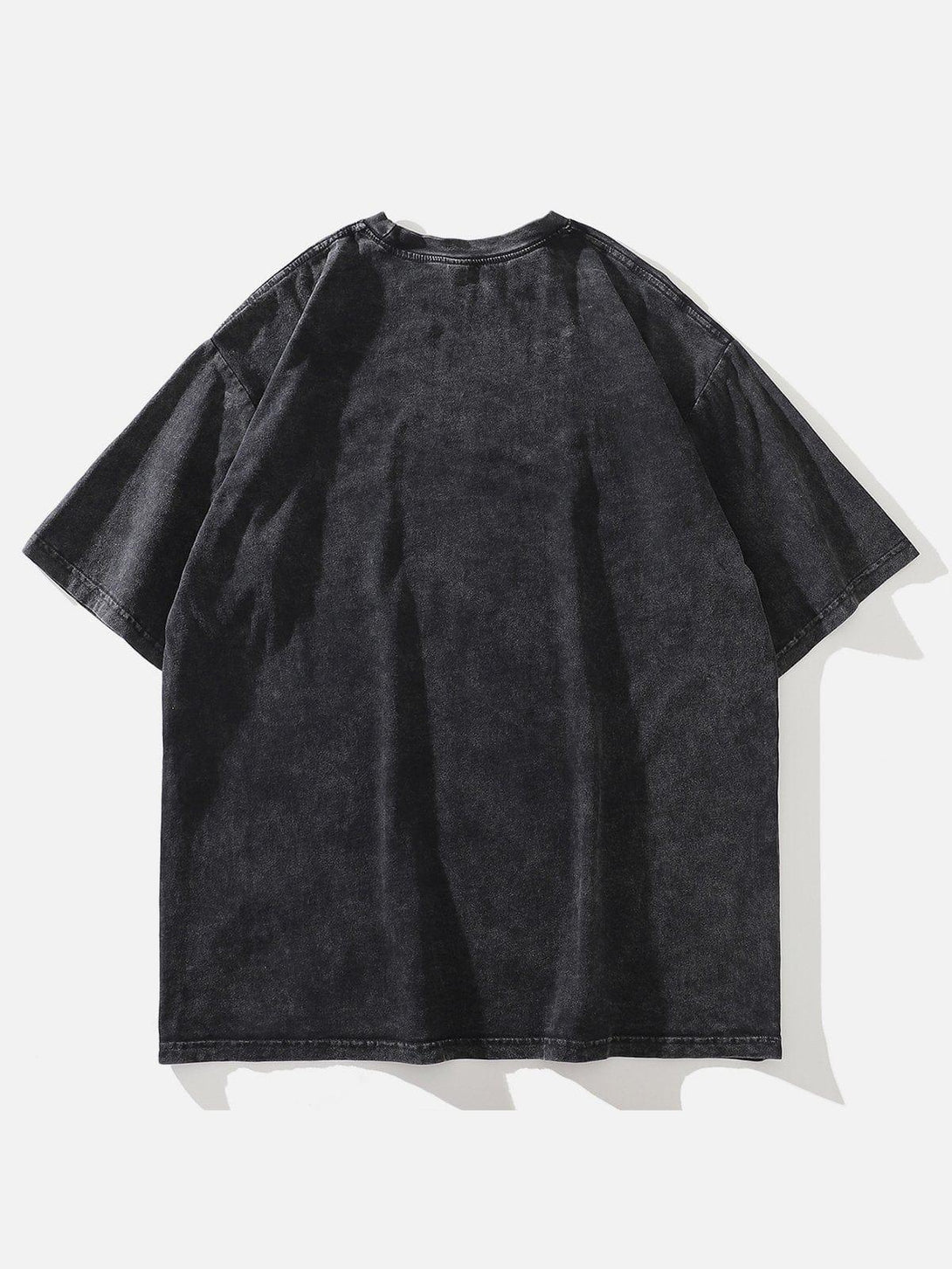 Back view of TALISHKO's washed black tee, offering a relaxed fit and casual appeal.