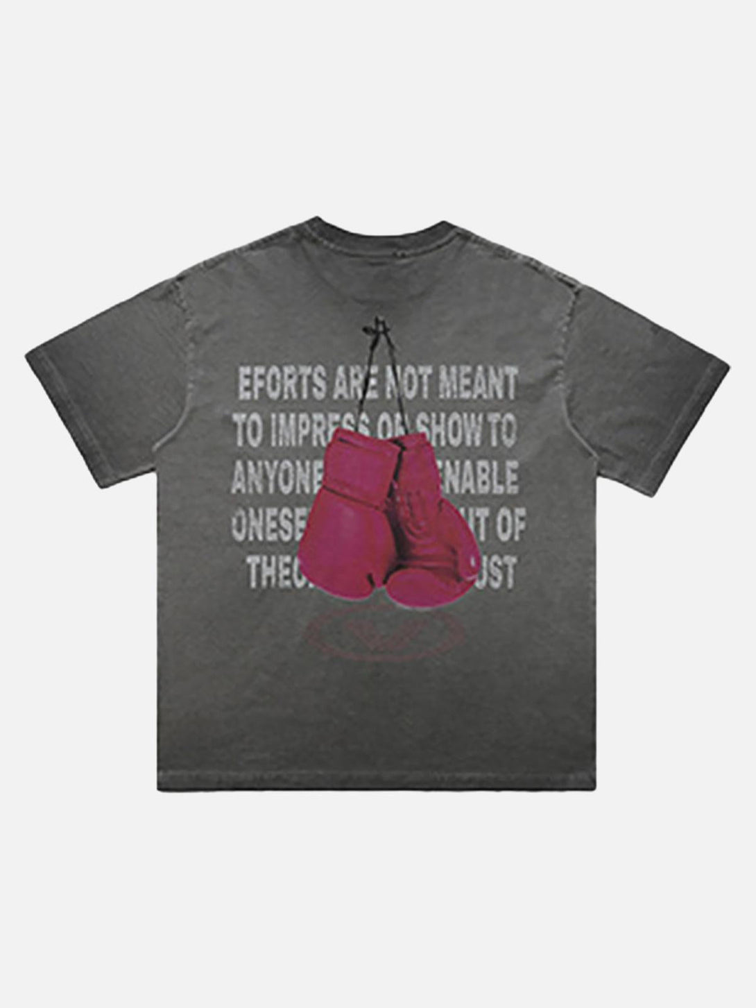 Back view of a TALISHKO T-shirt with pink boxing gloves graphic, offering a bold statement.