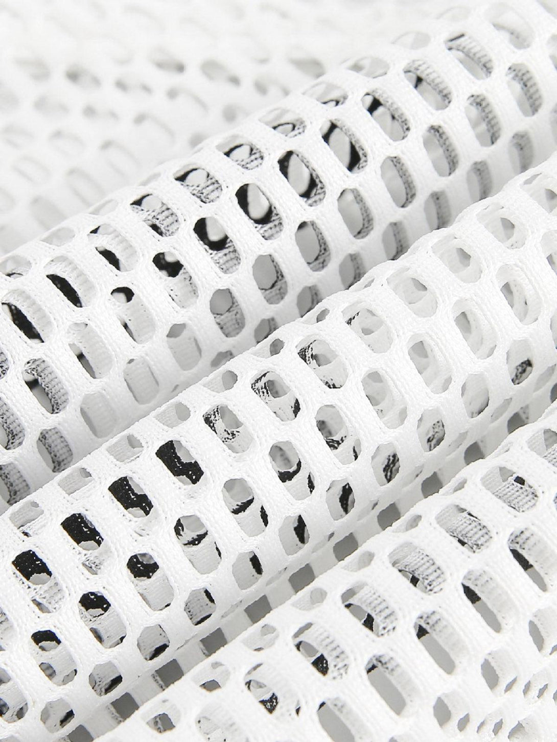 "Zoomed-in texture of breathable mesh fabric on TALISHKO's hooded jersey T-shirt."