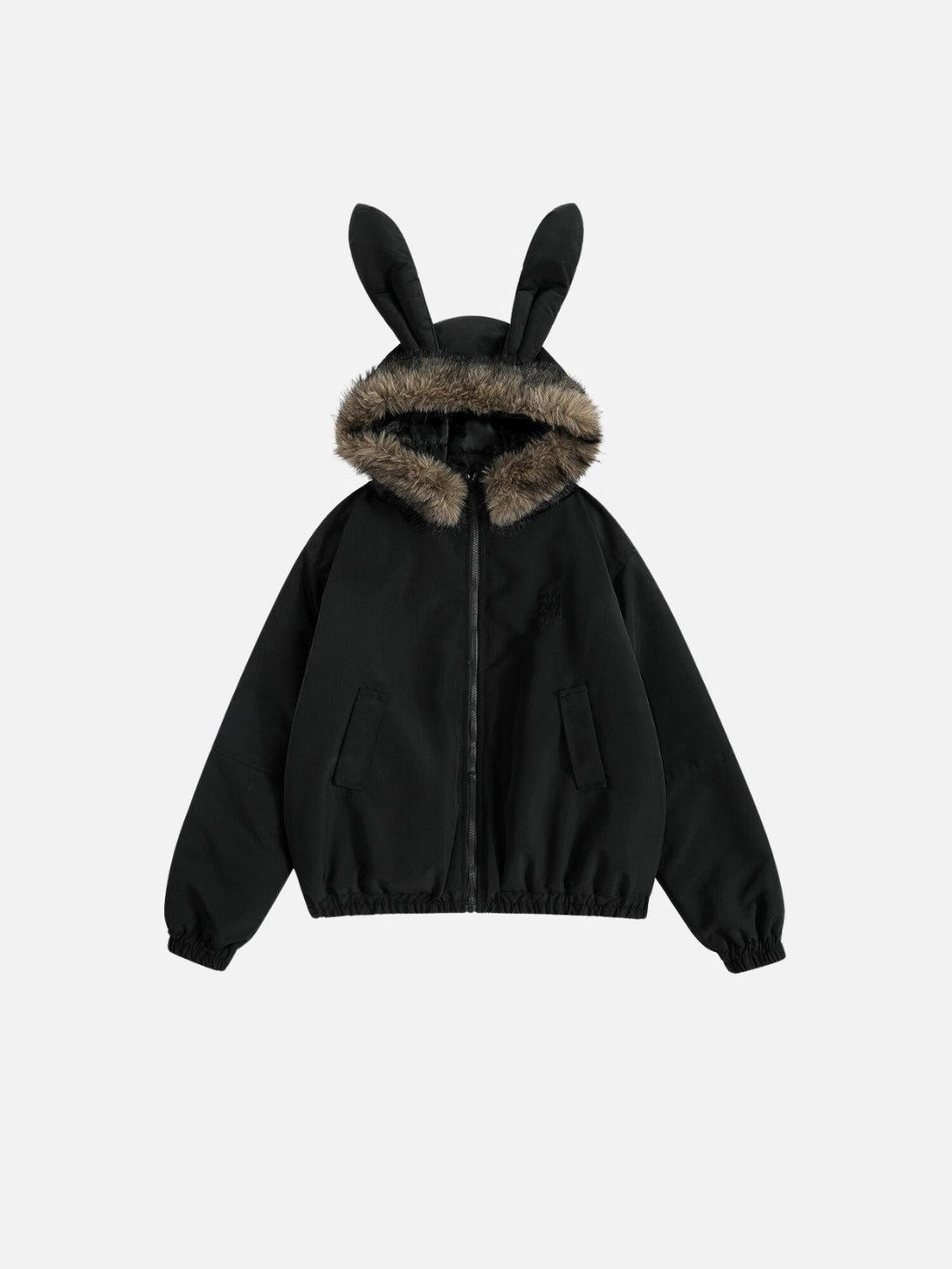TALISHKO's hooded coat with bunny ears and fur trim offers a whimsical touch to your wardrobe.