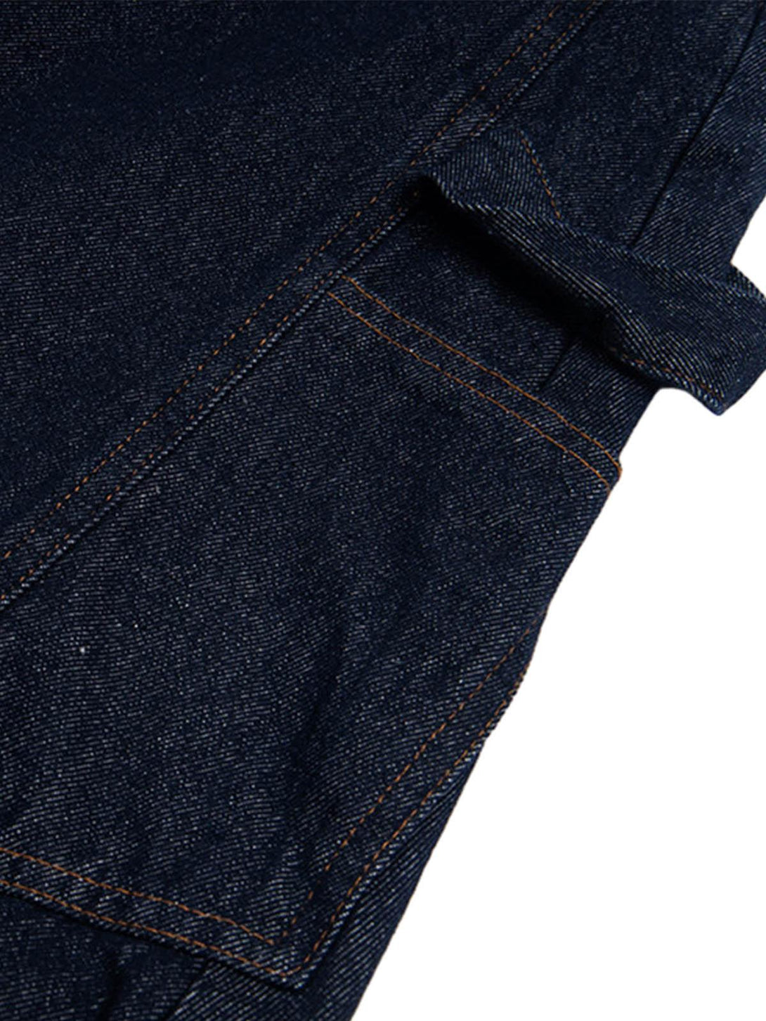 Detailed fabric and stitching on TALISHKO barrel jeans, emphasizing craftsmanship and texture.