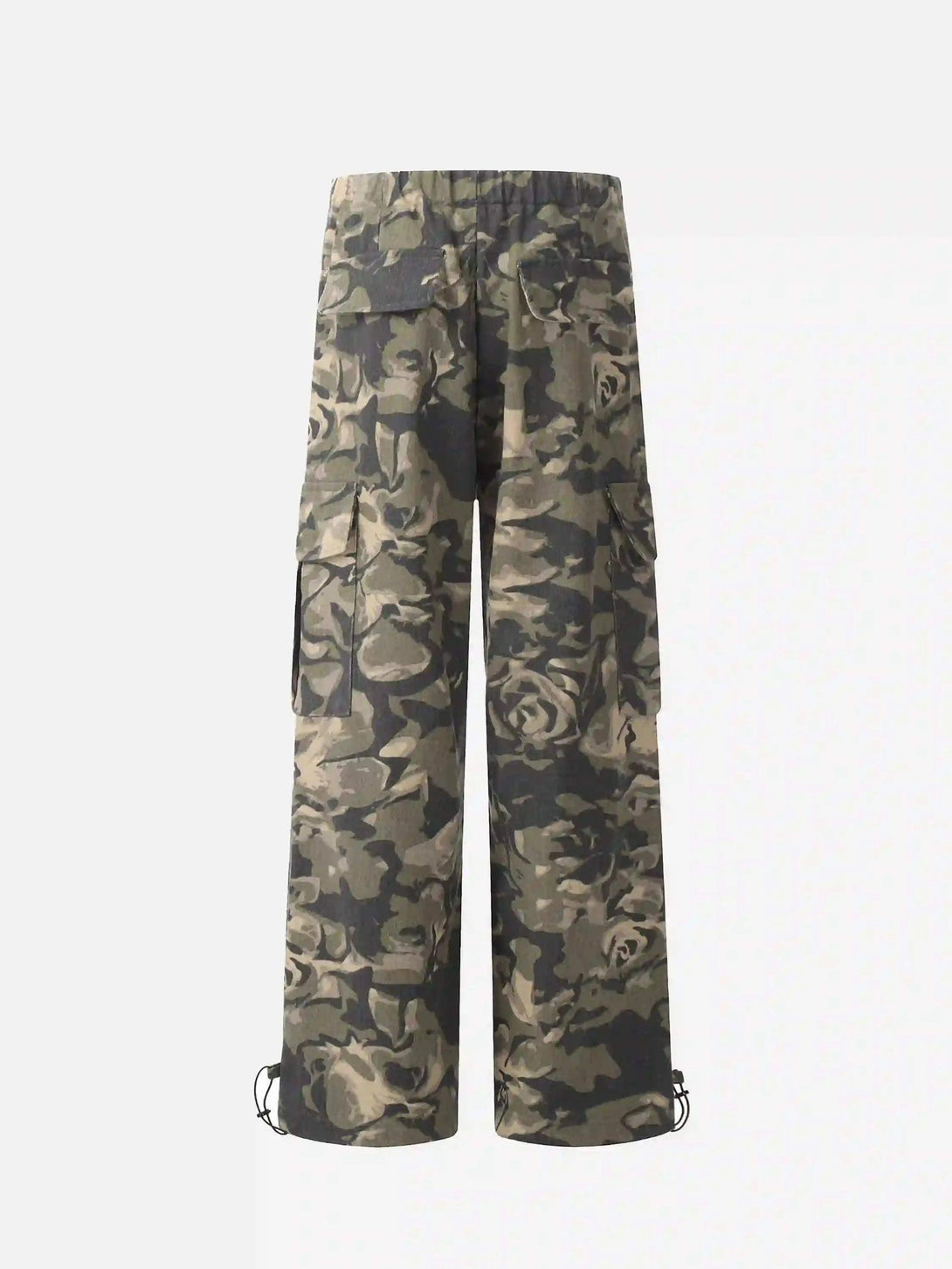 Back view of TALISHKO camouflage work pants highlighting functional multi-pocket design.