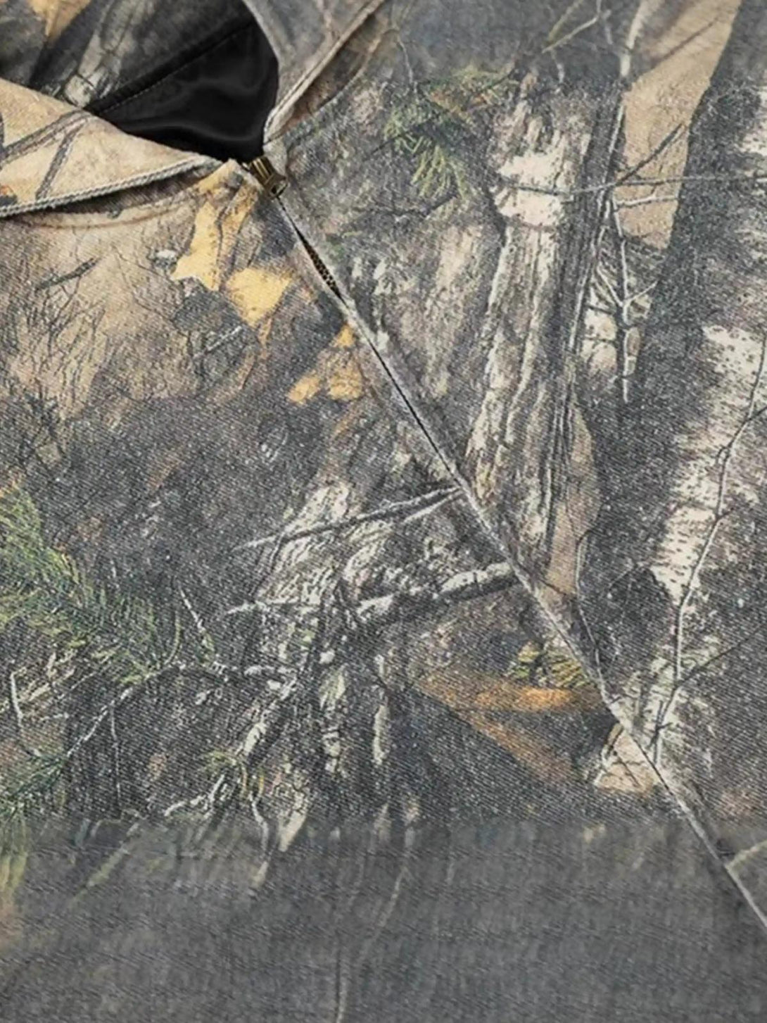 Intricate look at the camouflage pattern on a TALISHKO hoodie, emphasizing its rugged texture.