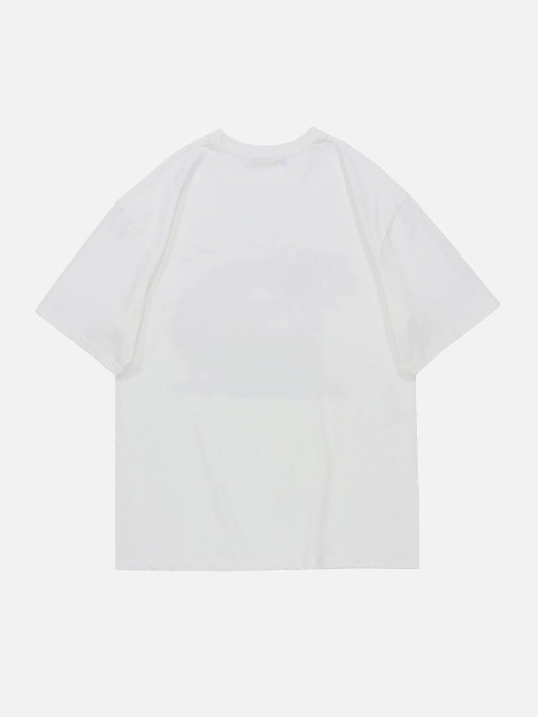 Back view of a white TALISHKO tee, showcasing a subtle design perfect for casual wear.