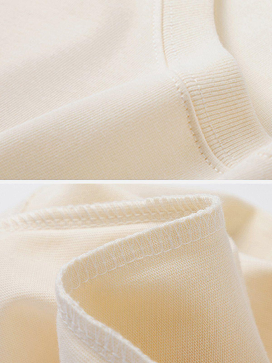 Intricate look at the TALISHKO tee's fabric and stitching, showcasing quality and texture.