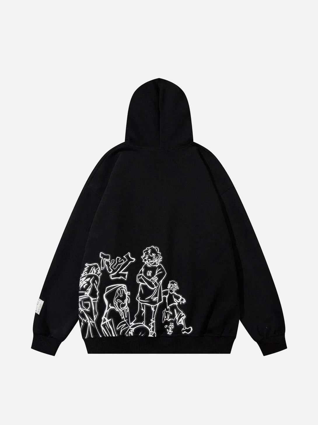 TALISHKO Cartoon Line Character Print Hoodie - Main Image