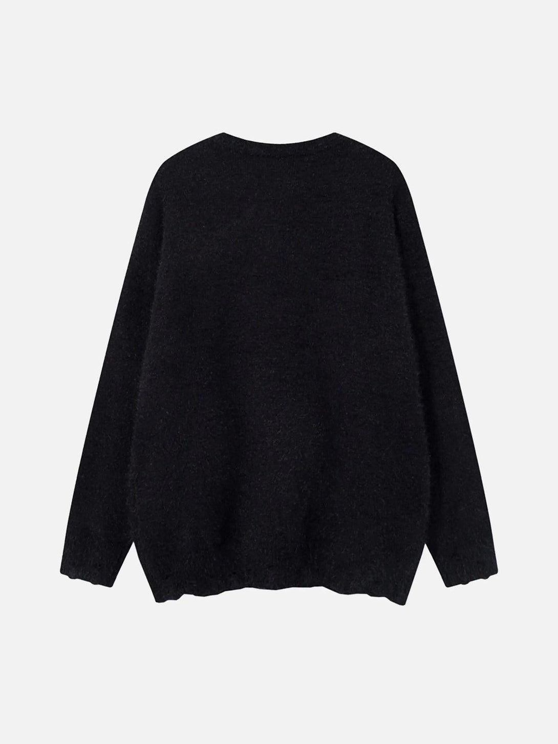 Back view of TALISHKO's sweater, showcasing a soft texture in a versatile dark hue.