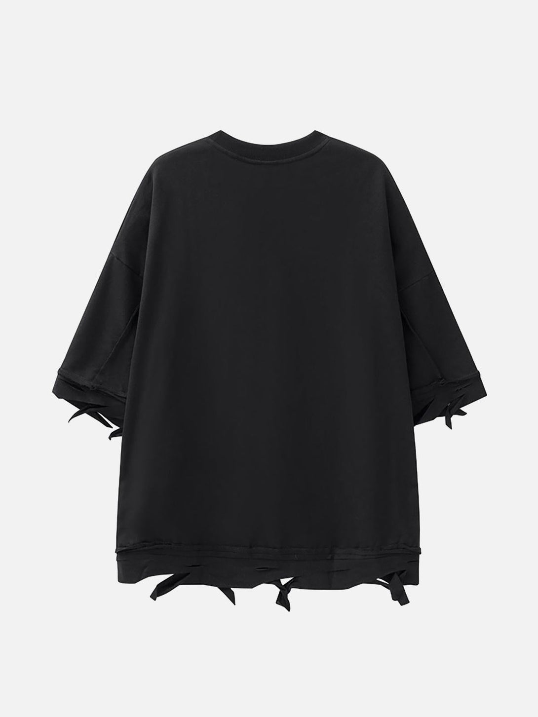 Back view of a black oversized T-shirt featuring chain details, crafted by TALISHKO.