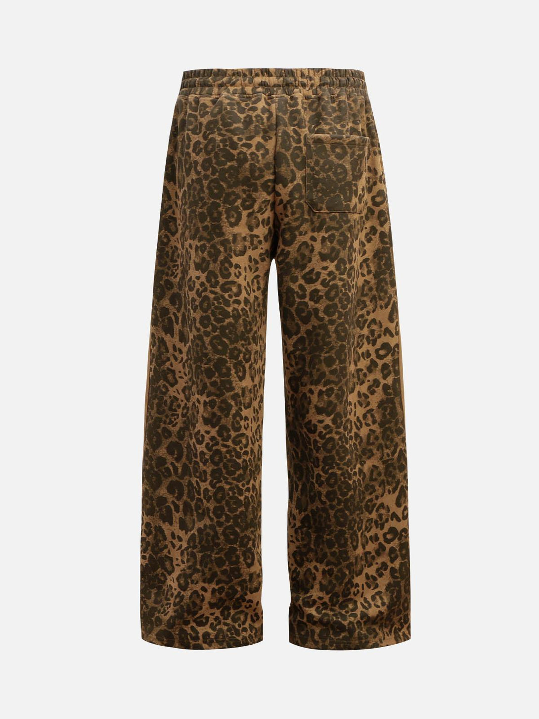 Back view of TALISHKO cheetah print suede pants, highlighting the luxurious texture and fit.