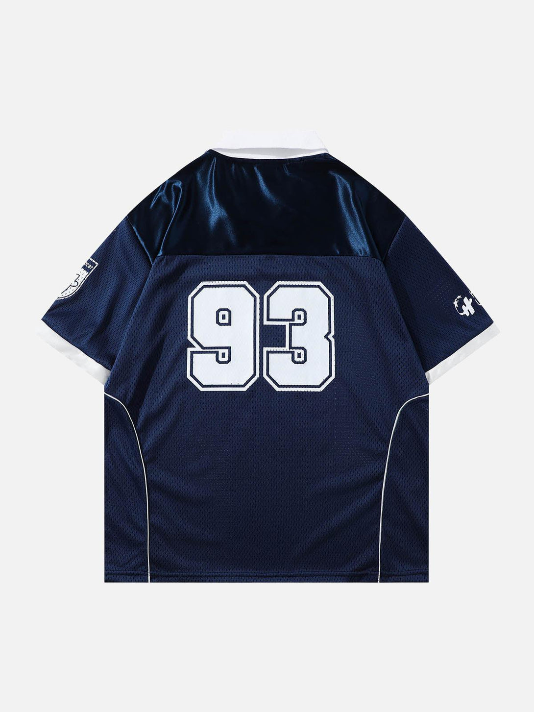 Back view of a navy Classic Sports Jersey T-Shirt featuring number 93, crafted by TALISHKO.