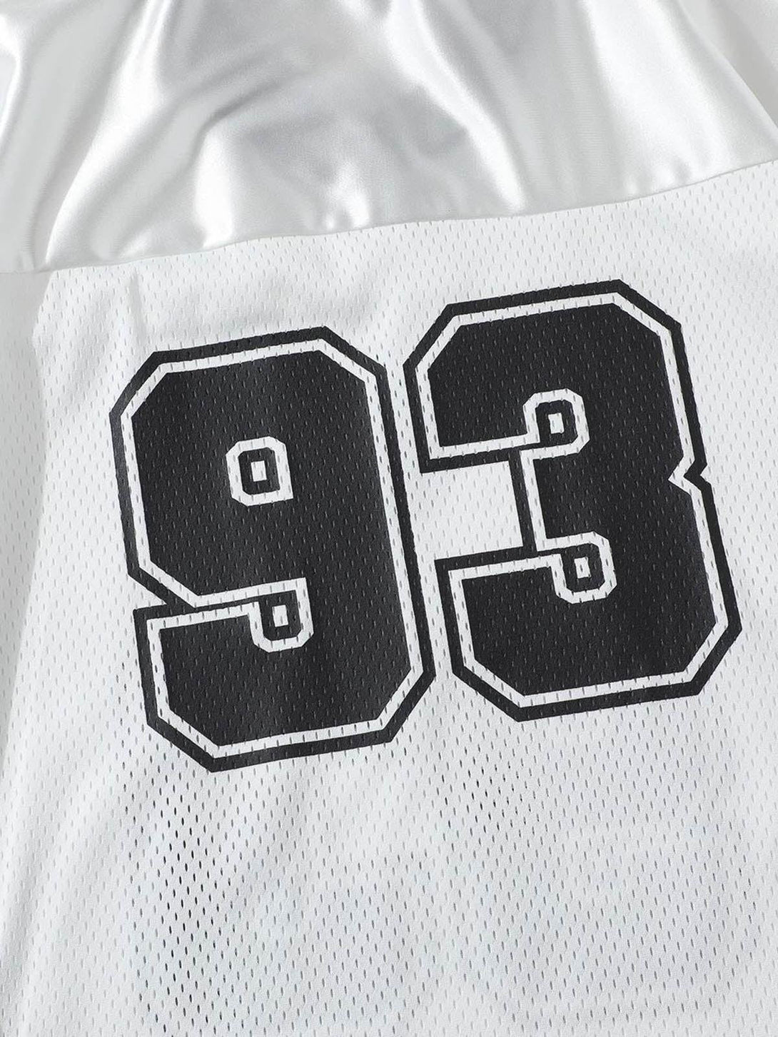 Back view of a white Classic Sports Jersey T-Shirt featuring number 93, designed by TALISHKO.