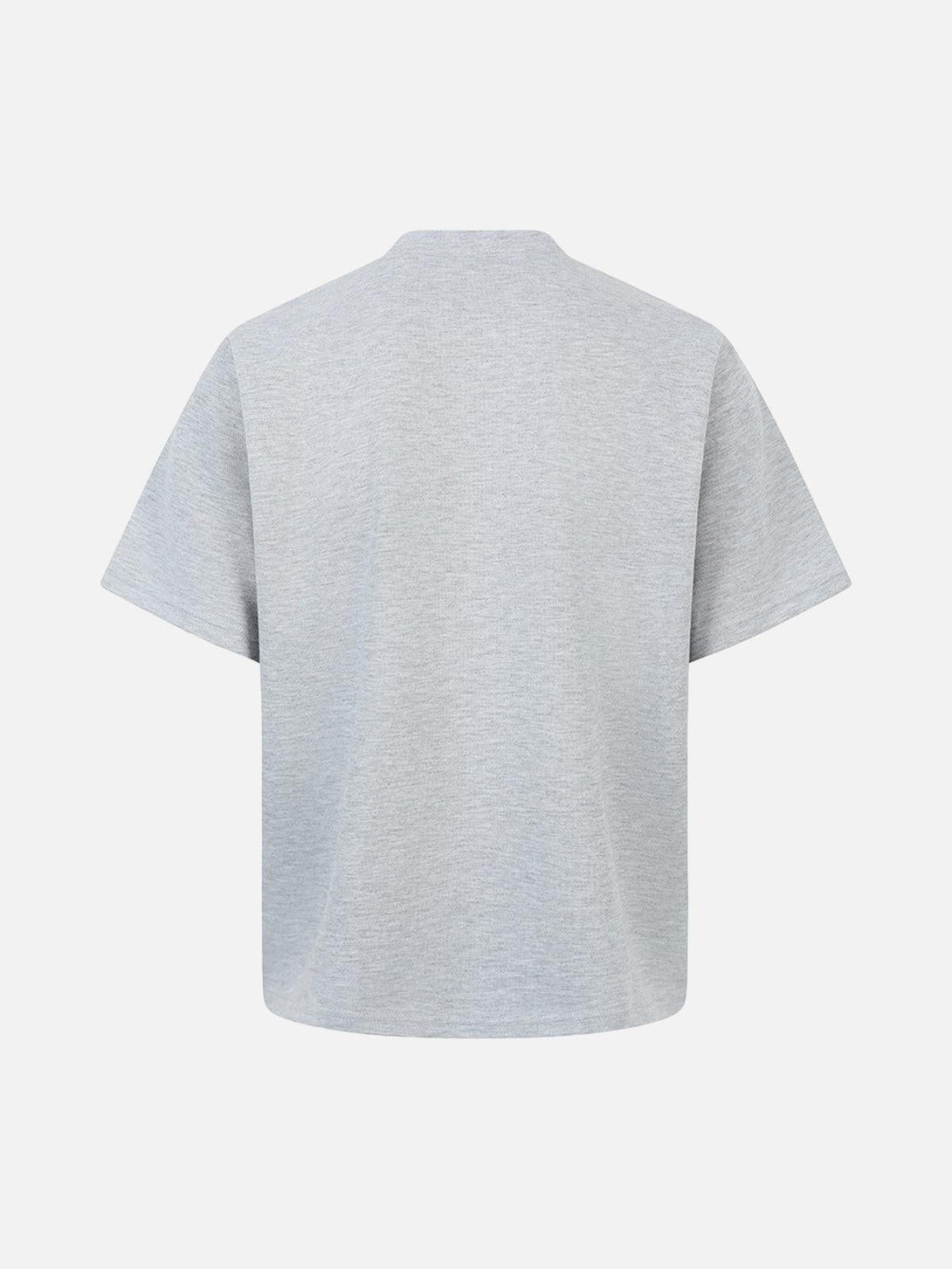 Back view of a gray pleated T-shirt by TALISHKO, showcasing classic tailoring for versatile style.