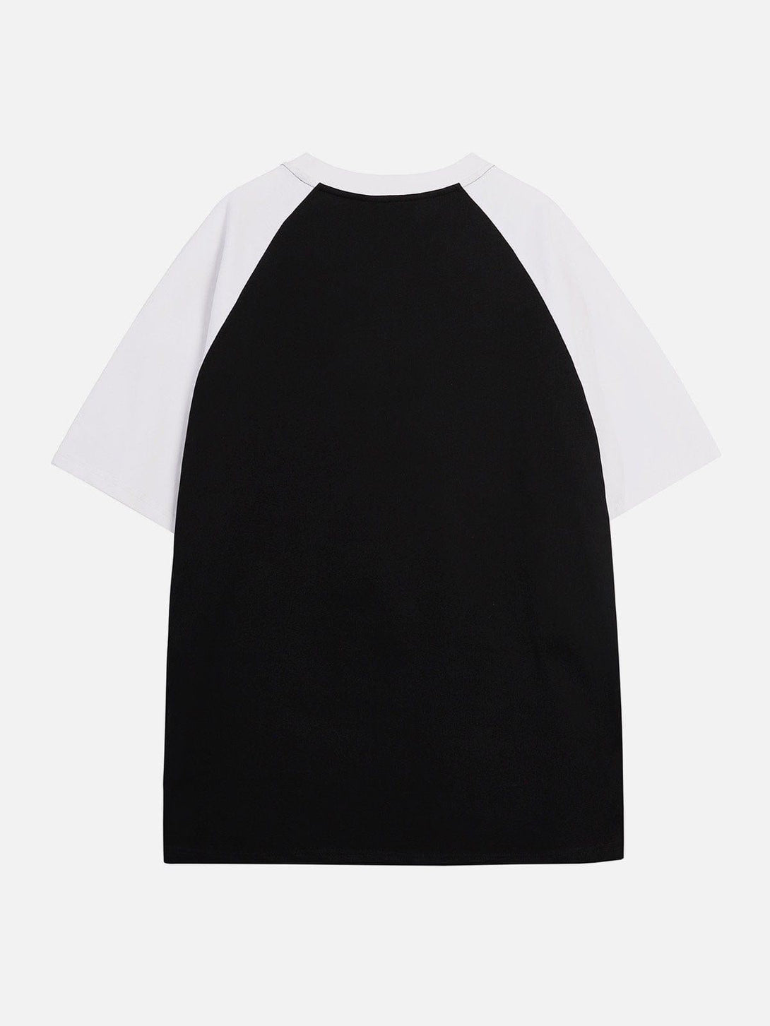 Back view of TALISHKO's color-blocking tee, showcasing its stylish black and white design.