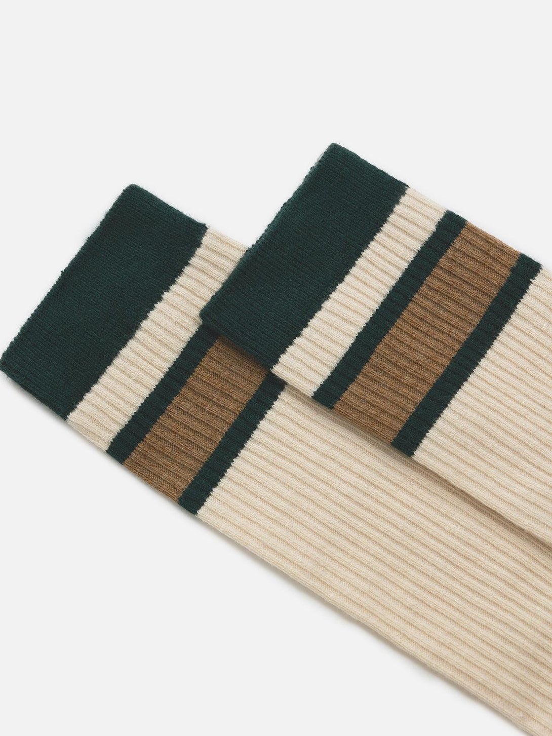 TALISHKO socks featuring color block stripes in a detailed close-up, showcasing stylish texture.